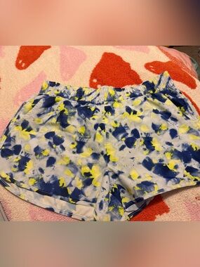 Athletic Works Women's Blue White and Yellow Athletic Shorts